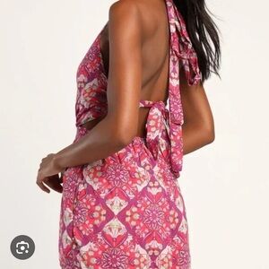 Free People backless romper in purple print